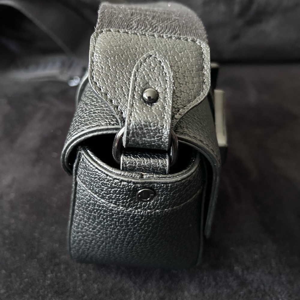 True Religion Black Leather Messenger with Logo Strap - Picture 4 of 10